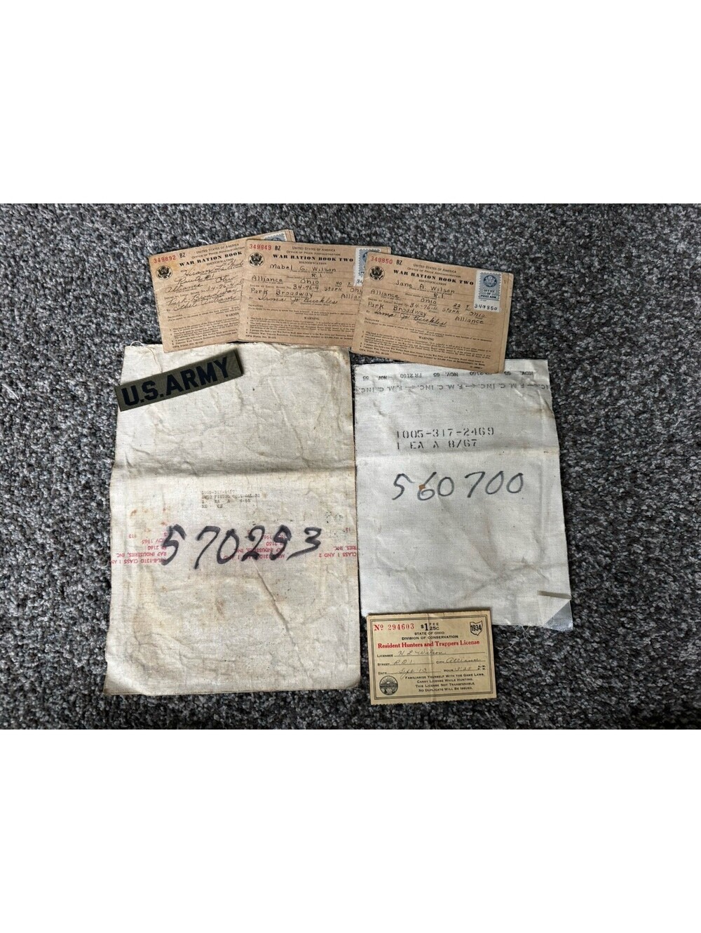 WWII Era Ephemera And Military Supply Bags Lot